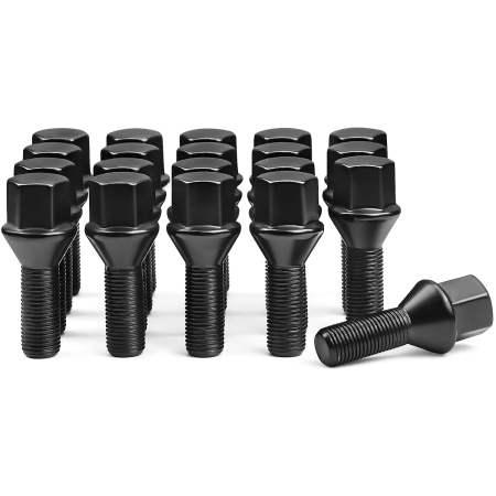 Piese auto - Set 20 Prezoane Roată M12x1,25, Conice 60°, 17 mm, Oțel 10.9, Negre