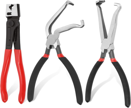 SCULE AUTO - Set 3 Clești Auto pentru Conectori Electrici și Coliere, Drept + 60°, 20 cm