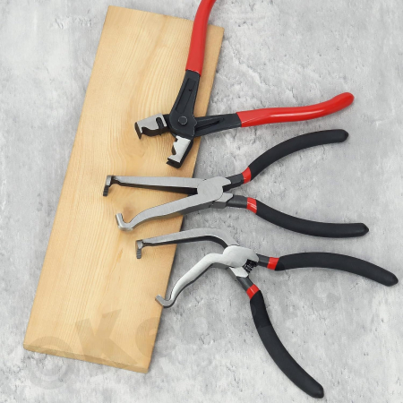 Set 3 Clești Auto pentru Conectori Electrici și Coliere, Drept + 60°, 20 cm [4]
