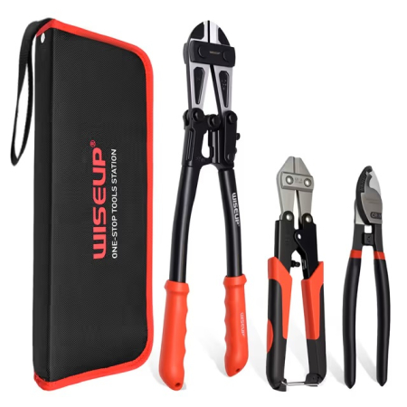 SCULE AUTO - Set 3 Clești de Tăiere, Clește Șuruburi 14”, Cablu și Sârmă 8”, Mânere Antiderapante, Husă 600D