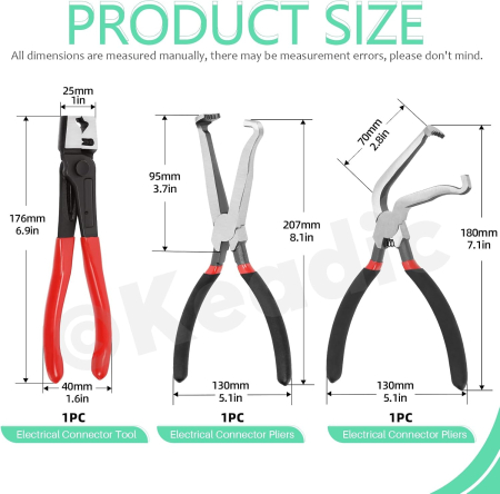 Set 3 Clești Auto pentru Conectori Electrici și Coliere, Drept + 60°, 20 cm [1]