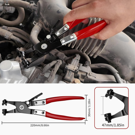 Set Clești Coliere Furtun WISEUP, 4 Piese, Oțel Carbon #55, Clește Lung 68 cm, Cutie Inclusă [4]