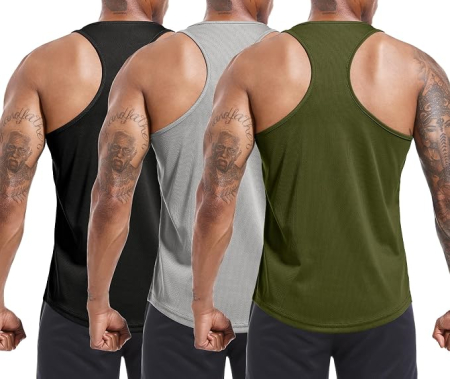 Set 3 Maiouri Sport Bărbați Holure, Y-Back, Respirabile, negru/gri/verde S [1]