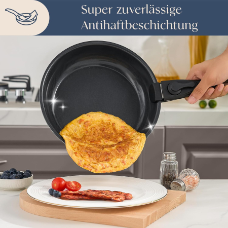 Set 9 piese oale cu mâner detașabil, ceramică antiaderentă Inducție & cuptor, gri [4]