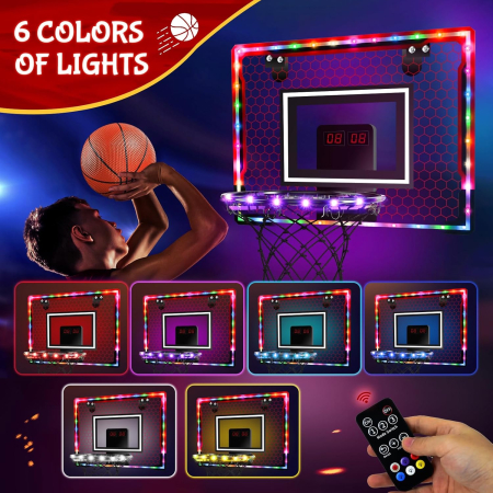 Set de baschet de interior cu tabela cu telecomanda, LED-uri colorate [4]
