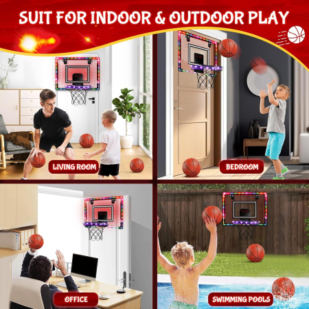 Set de baschet de interior cu tabela cu telecomanda, LED-uri colorate [6]