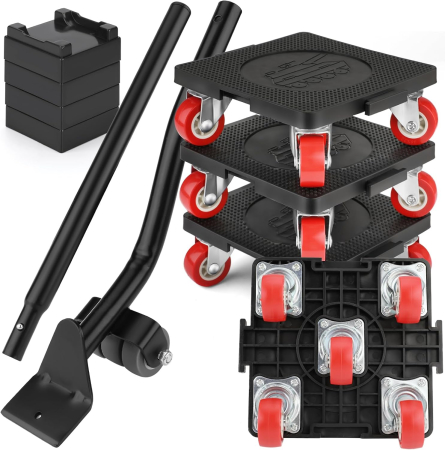 accesorii scaune, mese - Set 4 role rotative 360° ridicat si transportat mobila cu capacitate de incarcare 800 kg si parghie ridicare usoara