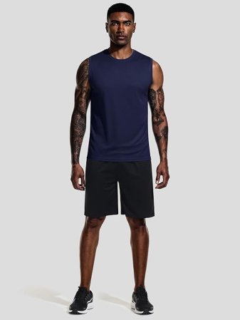 Set 5 tricouri sport fara maneci pentru barbati,  Negru/Gri/Bleumarin/Alb/Gri 3XL [5]