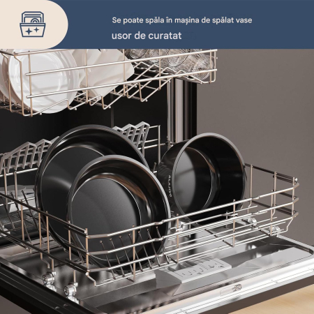 Set 9 piese oale cu mâner detașabil, ceramică antiaderentă Inducție & cuptor, negre [5]