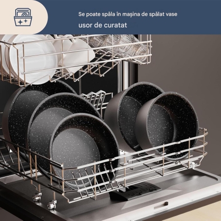 Set 17 piese oale cu mâner detașabil, ceramică antiaderentă Inducție & cuptor, gri [5]