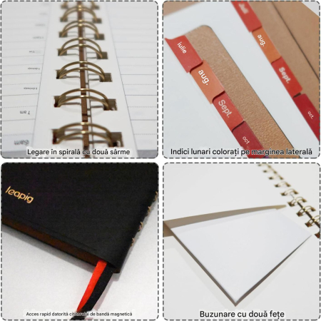 Agenda A5 cu Intervale planificare, coperti PU si semne de carte, 07.2025-06. 2026,set 2 buc [4]