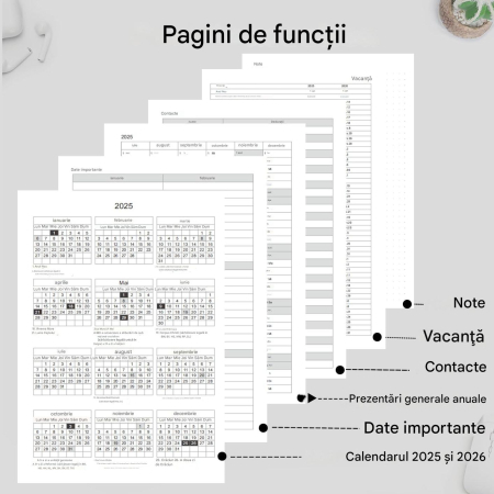 Agenda A5 cu Intervale planificare, coperti PU si semne de carte, 07.2025-06. 2026,set 2 buc [3]