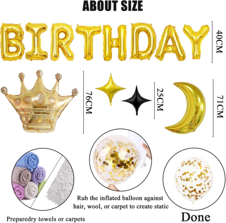 Set baloane pentru evenimente aniversare 40 ani, galben/negru 98 piese [2]