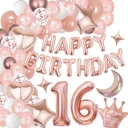 Baloane - Set baloane pentru evenimente aniversare 16 ani, maro/alb 98 piese