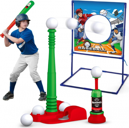 jucarii interactive - Set complet de jucarie Baseball cu bata, tinta, suport pop-up, bile 3-12 ani