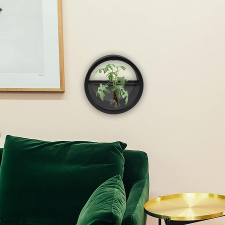 Set de 3 ghivece de perete negre, rotunde, ideale pentru sufragerie, birou și hotel 18x18x5.5 cm [6]