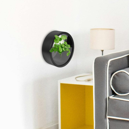 Set de 3 ghivece de perete negre, rotunde, ideale pentru sufragerie, birou și hotel 18x18x5.5 cm [5]