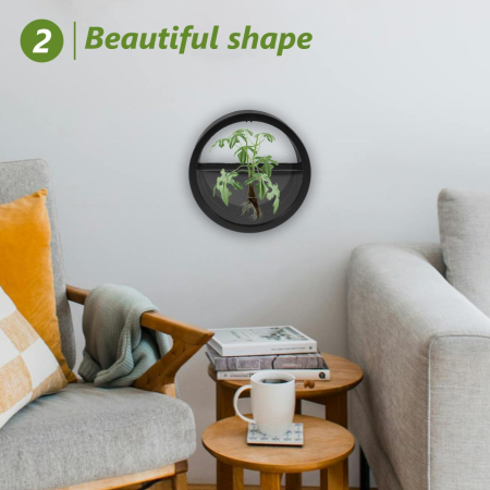 Set de 3 ghivece de perete negre, rotunde, ideale pentru sufragerie, birou și hotel 18x18x5.5 cm [4]