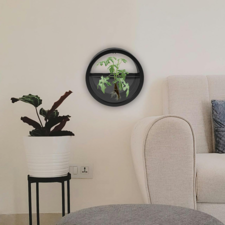 Set de 3 ghivece de perete negre, rotunde, ideale pentru sufragerie, birou și hotel 18x18x5.5 cm [1]