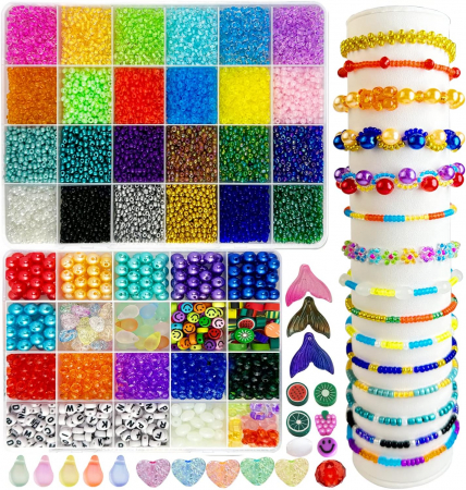 SETURI DE CONSTRUCTIE - Set de artizanat pentru confectionat bratari, lantisoare, decoratiuni cu litere, margele, figurine