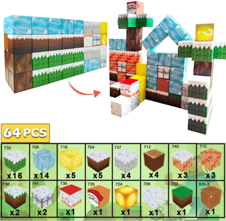 Set de constructie, 64 elemente magnetice Valea de gheata, pentru copii 3+ ani [1]