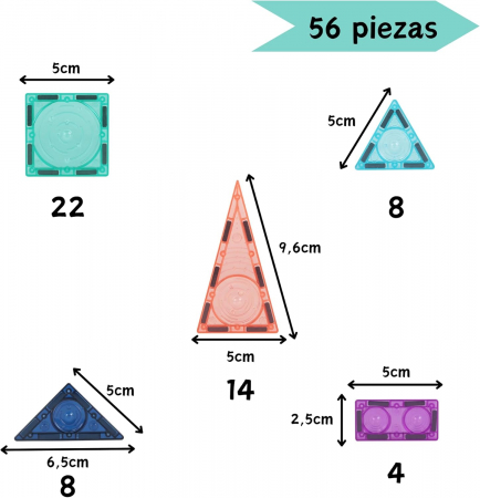 Set de constructie 3D, 56 elemente magnetice, design poliprezent, culori inspirate din galaxie, pentru copii 3+ ani [7]