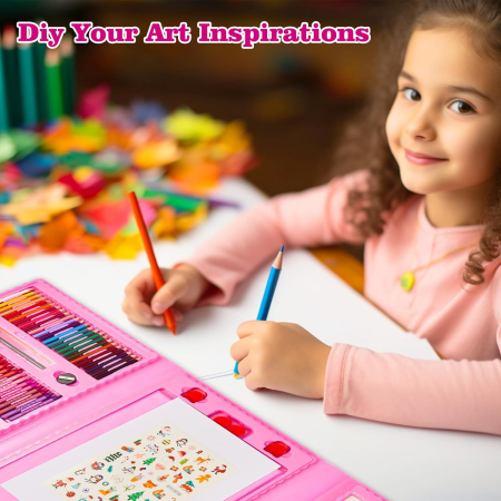 Set de pictura si colorat cu acurele, creioane colorate, vopsele, 290 piese [6]