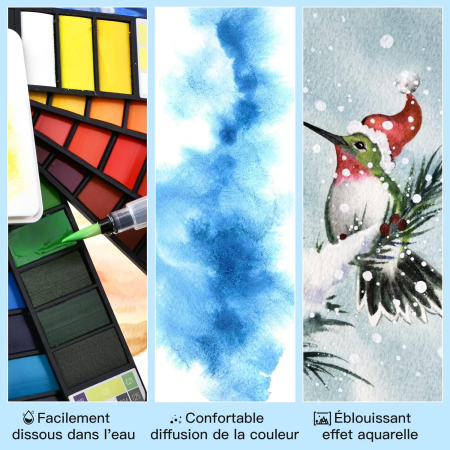 Set de pictura cu acurele pe baza de apa, 42 culori si 6 pensule pe marimi [1]