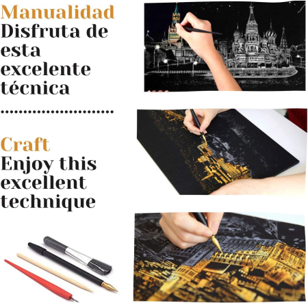 Fișe de activități DIY pentru adulți și copii, desene pentru răzuit, Tokyo, Canada și Victoria, 3x40,5 x 28,5 cm [8]