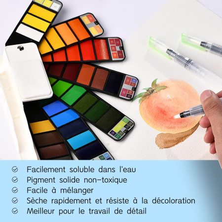 Set de pictura cu acurele pe baza de apa, 42 culori si 6 pensule pe marimi [3]