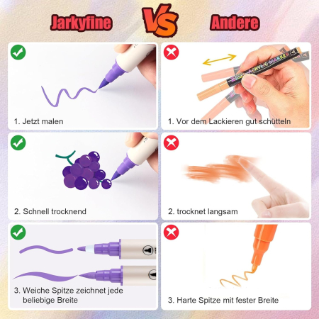 Pixuri acrilice pentru colorat, impermeabile, 18 culori, markere cu 2 capete pentru lemn, pietre, pânză, sticlă, hârtie, ceramică [3]