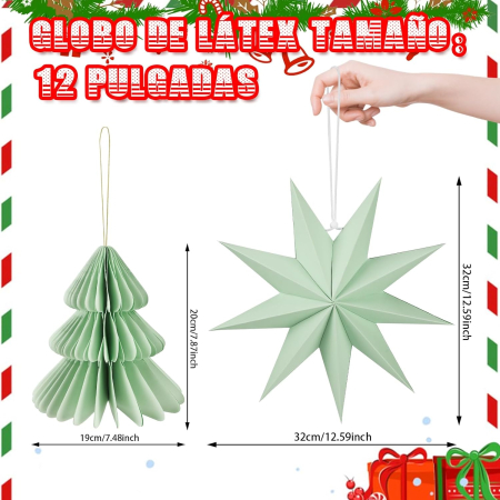 Set 6 ornamente pentru decoratiuni sarbatori, Roșu Verde Alb [1]