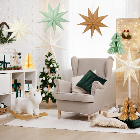 Set 6 ornamente pentru decoratiuni sarbatori, Roșu Verde Alb [6]