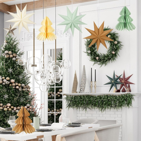 Set 6 ornamente pentru decoratiuni sarbatori, Roșu Verde Alb [3]