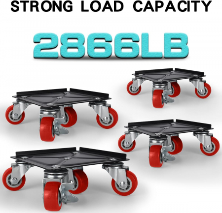 Set ridicat si transport mobila in casa cu 4 role cu franare si parghie ridicat, sarcina max 1300 kg [3]