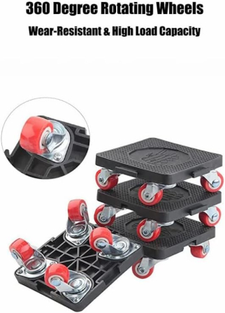 Set ridicat si transport mobila in casa cu 4 role cu franare si parghie ridicat, sarcina max 400 kg [2]