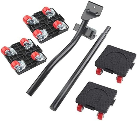 Accesorii echipamente pentru transport si ridicat - Set ridicat si transport mobila in casa cu 4 role cu franare si parghie ridicat, sarcina max 400 kg