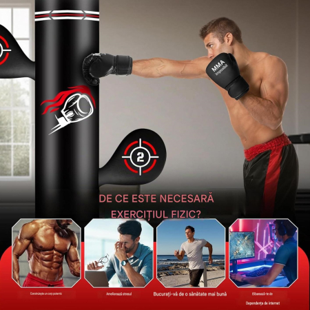 Set sac de box neumplut cu mănuși, coarda sarit, pompa [4]