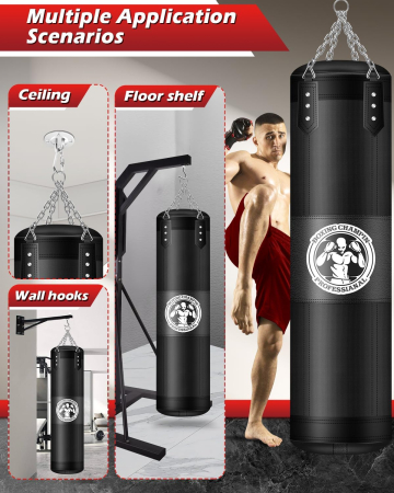 Sac de Box Neumplut, Material Oxford, Mănuși Incluse, Lanț și Cârlig Rotativ 360°, MMA/Kickboxing [4]