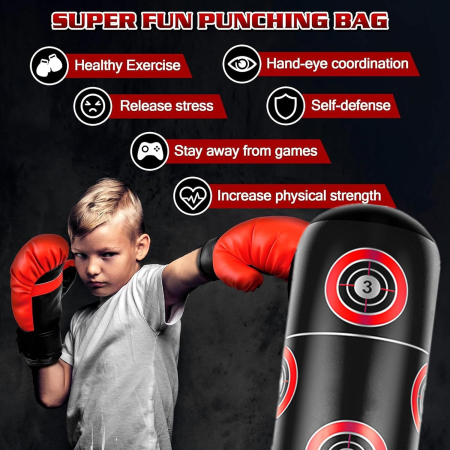 Sac de Box Gonflabil pentru Copii 3-12 Ani, Bază Umplută cu Apă sau Nisip, Portabil, manusi incluse [6]