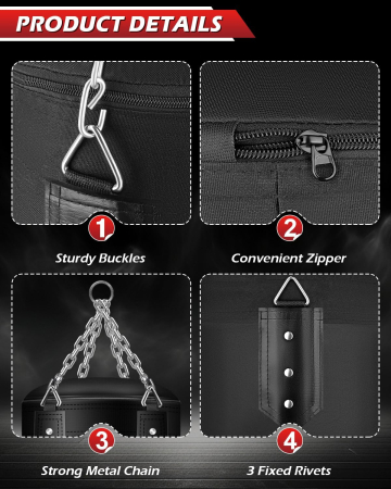 Sac de Box Neumplut, Material Oxford, Mănuși Incluse, Lanț și Cârlig Rotativ 360°, MMA/Kickboxing [2]