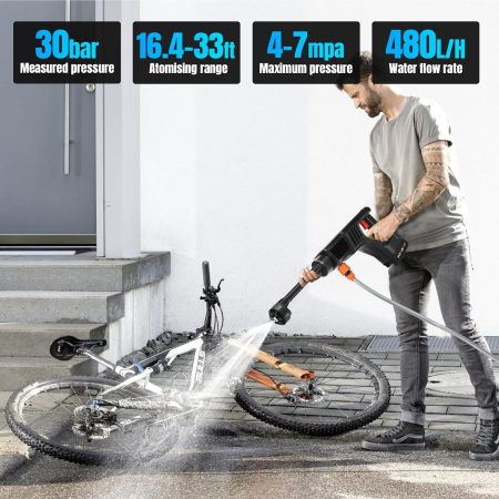 Aparat de spalat de inalta presiune 40Bari, 260W, 2 acumulatori 2000Ah, duza 6 moduri [5]