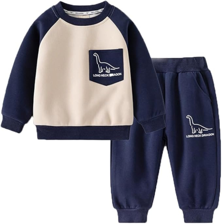 Bluze copii - Set trening Băieți 2 Piese, Bluză și Pantaloni, Imprimeu dinozaur, 2 ani