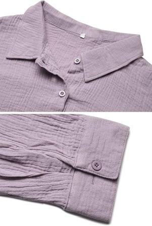 Set mov de Damă 2 Piese din Bumbac, Cămașă cu Mâneci Lungi și Pantaloni Scurți, Casual, XL [2]