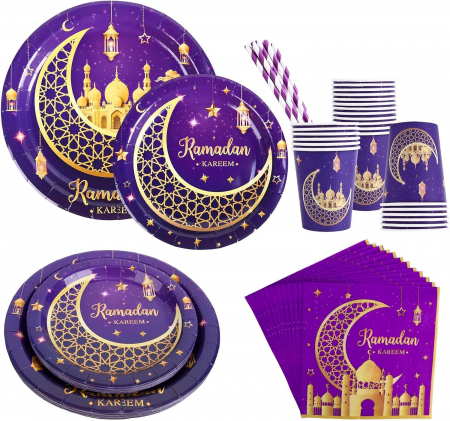 vesela unica folosinta - Set vesela unica folosinta pentru petreceri 60 piese 12 invitati-model oriental