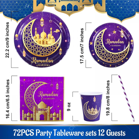 Set vesela unica folosinta pentru petreceri 60 piese 12 invitati-model oriental [1]