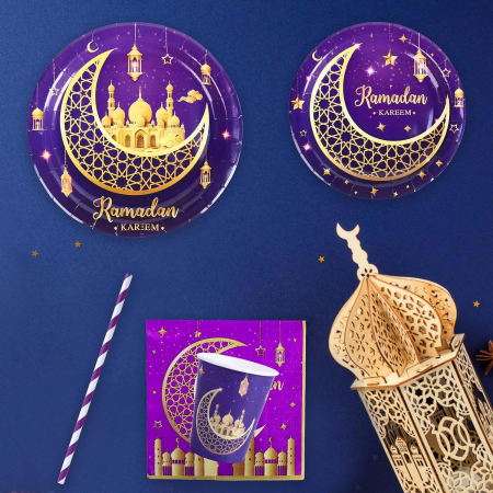 Set vesela unica folosinta pentru petreceri 60 piese 12 invitati-model oriental [3]