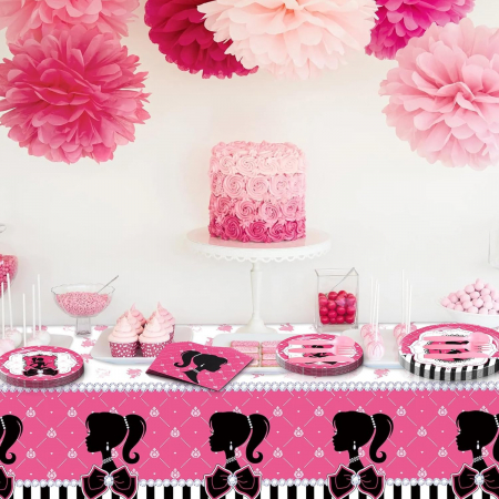 Set vesela unica folosinta pentru petreceri 30 piese 10 invitati-model Printesa roz [2]