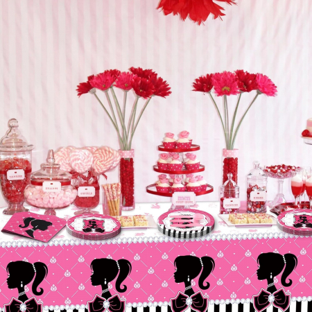 Set vesela unica folosinta pentru petreceri 30 piese 10 invitati-model Printesa roz [3]