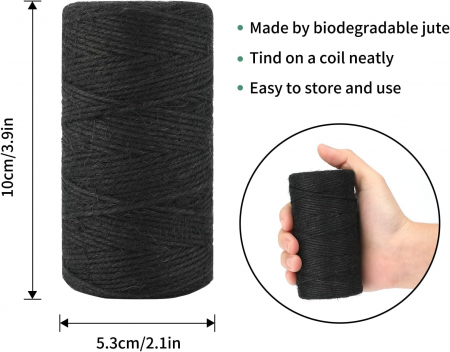 Sfoara din iuta neagra impletita, 2mm grosime, 100m [2]